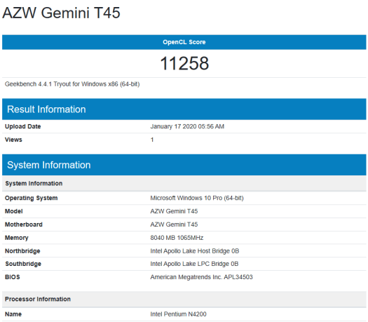 Beelink Gemini T45 Review windows geekbench4 compute