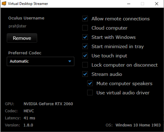 Virtual Desktop Settings