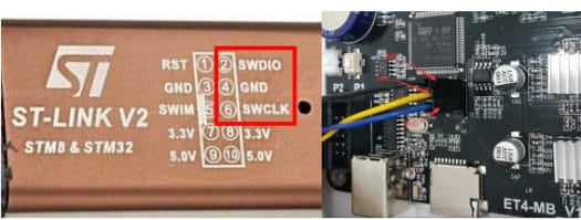 ET4 Board to ST-Link V2 Connection