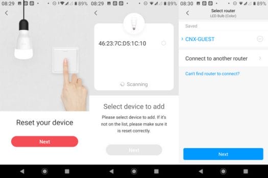 Yeelight App Scan & Select Router
