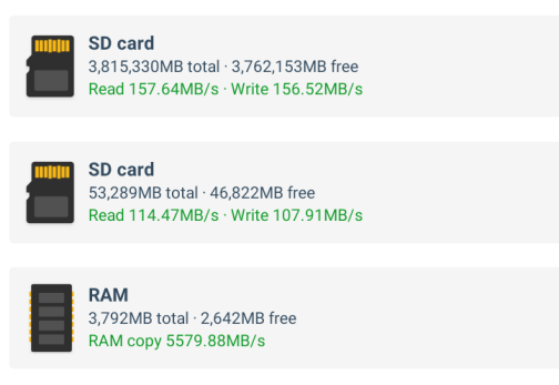 eMMC SATA RAM Performance