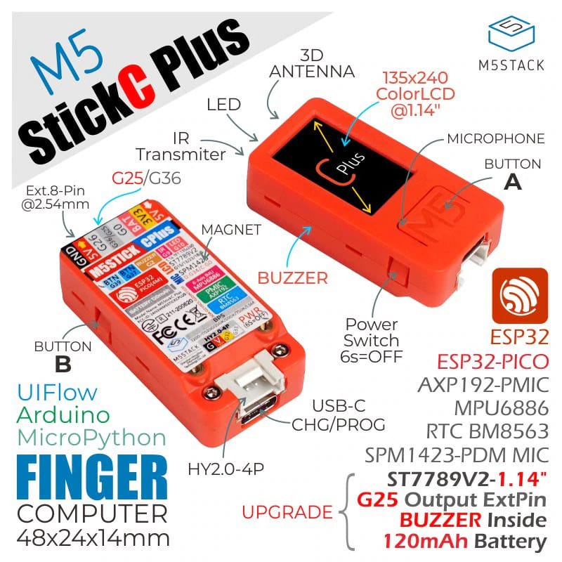 M5StickC PLUS ESP32-PICO DevKit Bluetooth and WiFi