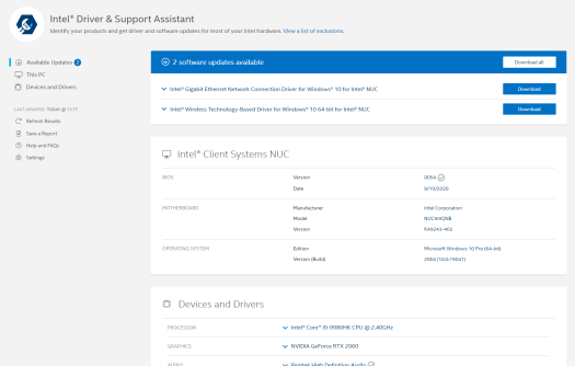 NUC9i9QNX Intel Drivers