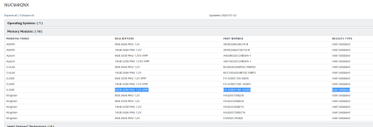 intel validated memory at 3200 MHz