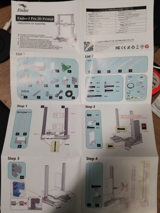 Ender 3 Pro user manual & assembly instructions