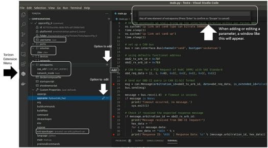 Torizon Extension menu