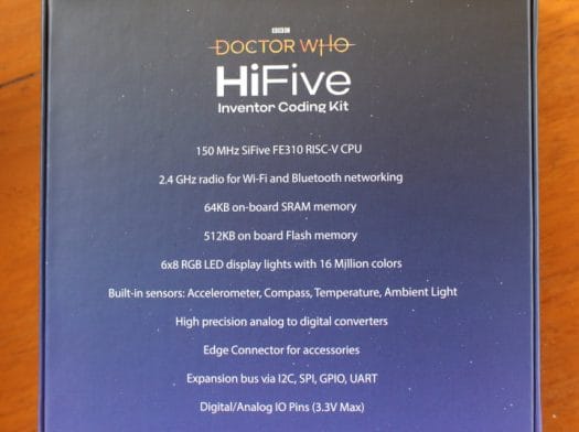 BBC Doctor Who HIFive Inventor Coding Kit specifications