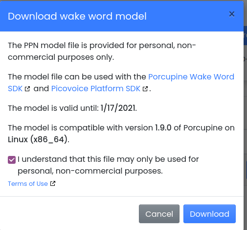 Download wake word model