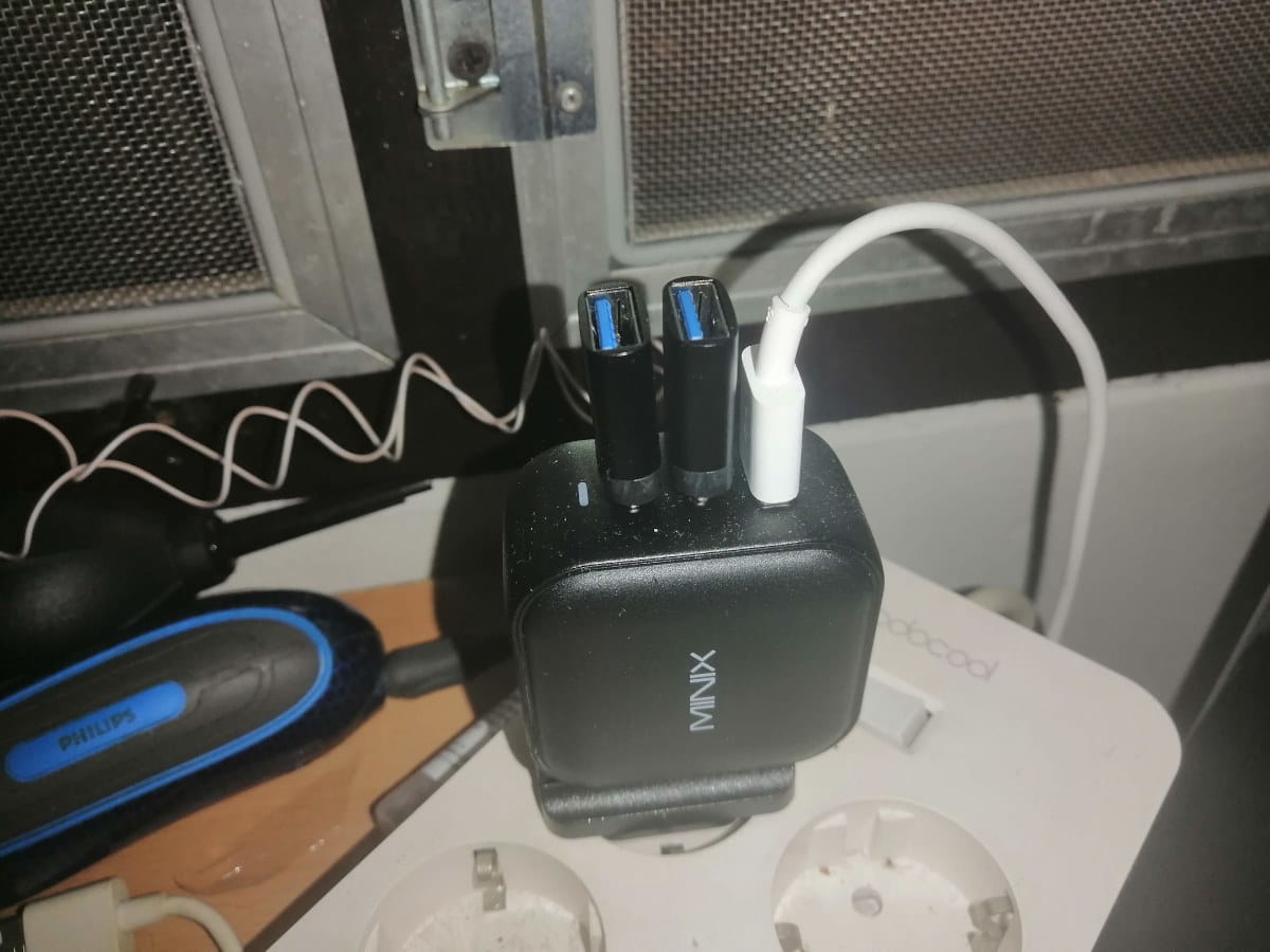 USB-C PD charger and USB-C to USB-A adapter