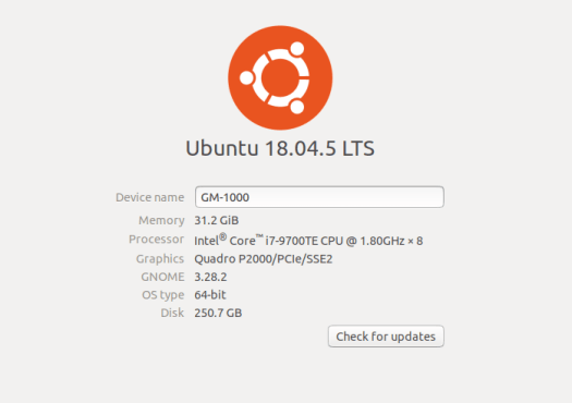 ubuntu 18.04.5 info on Cincoze GM-1000 embedded GPU computer