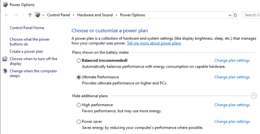 ultimate performance power plan