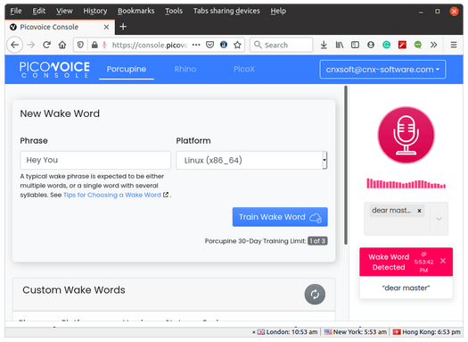 wake word detection in web browser