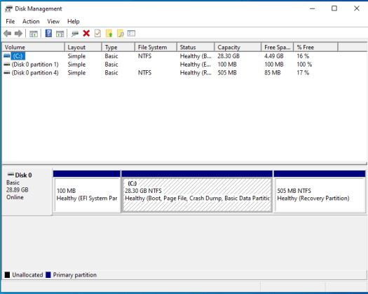 windows 32gb disk management