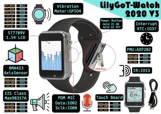 LilyGO T-Watch-2020 V3 ESP32 Microphone