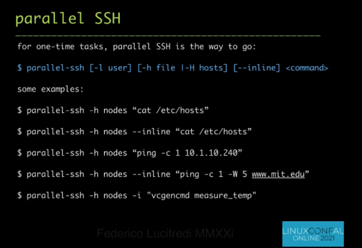 parallel-ssh commands - software for raspberry pi clusters