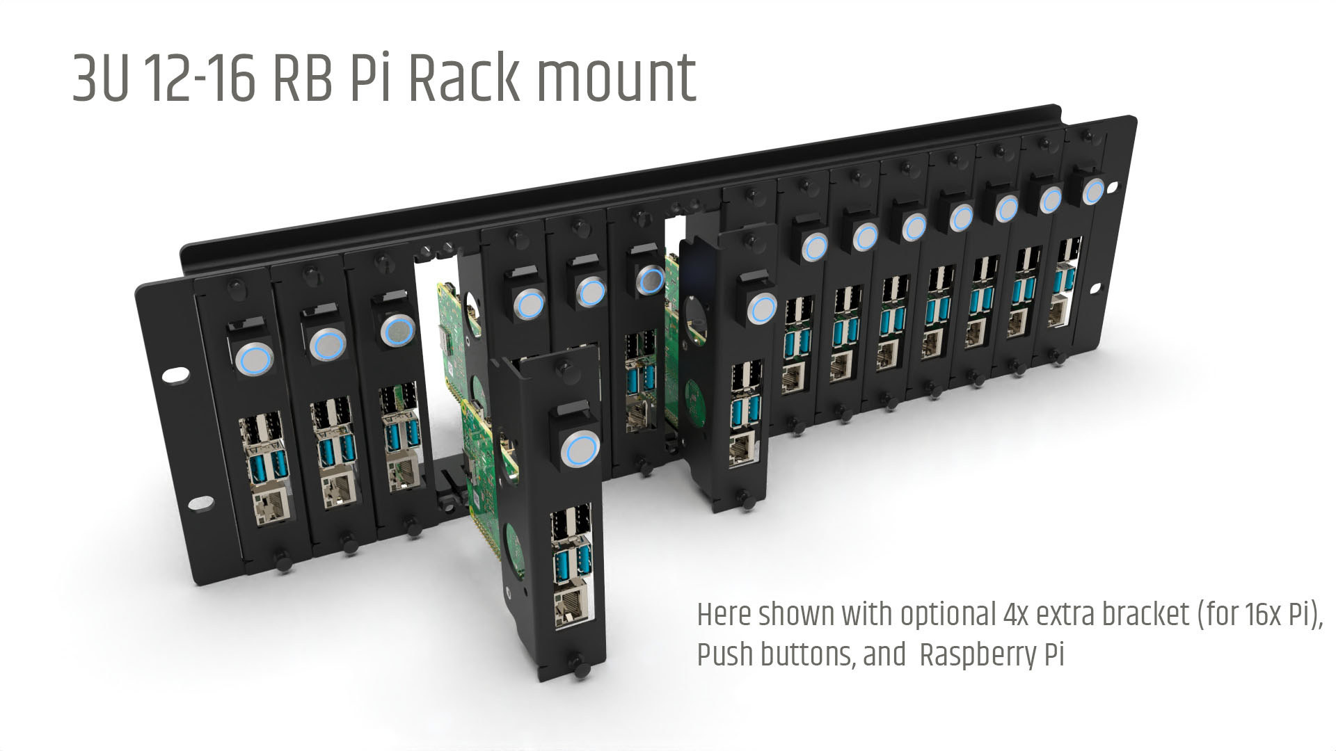19 inch rack mount 2U for 16x RASPBERRY Pi - each Pi FRONT REMOVABLE! -  MyElectronics