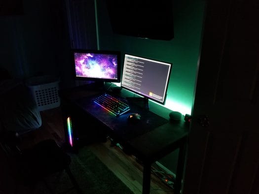 DIY computer desk night