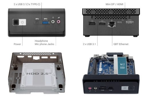 Gigabyte GB-BMCE-4500C specs storage SSD & HDD