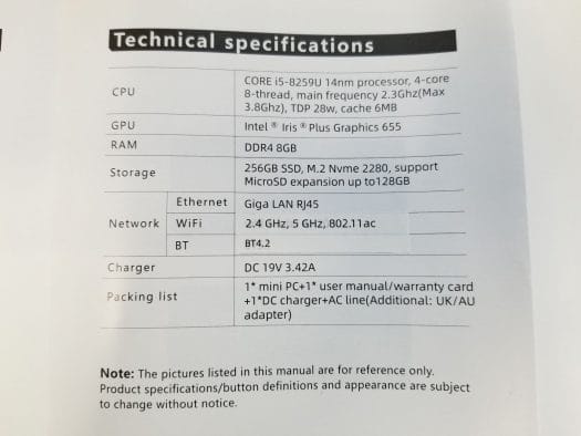 GMK NUCBox2 Specifications