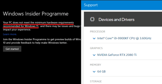 Intel Core i9 Windows 11 meet-mimum hardware requirements