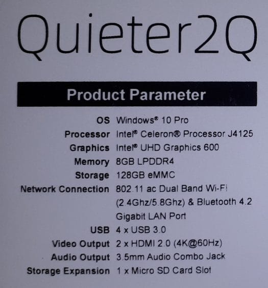 Quieter2 specification