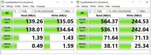 SATA HDD benchmark in GMK vs Samsung EVO 850 SATA SSD