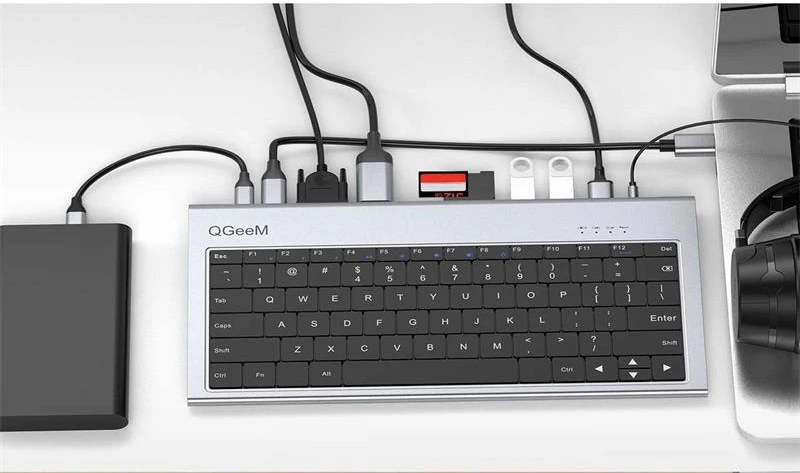 Keyboard also serves as USB-C hub with 11 ports from audio jack to VGA -  CNX Software
