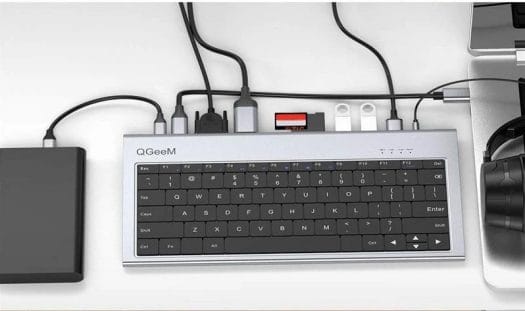 USB-C Keyboard with VGA, HDMI, USB, card reader