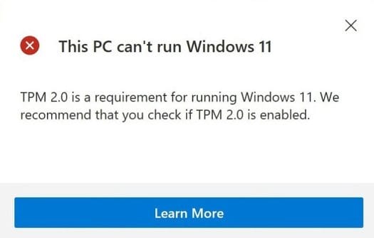 Windows 11 Fail TPM 2.0
