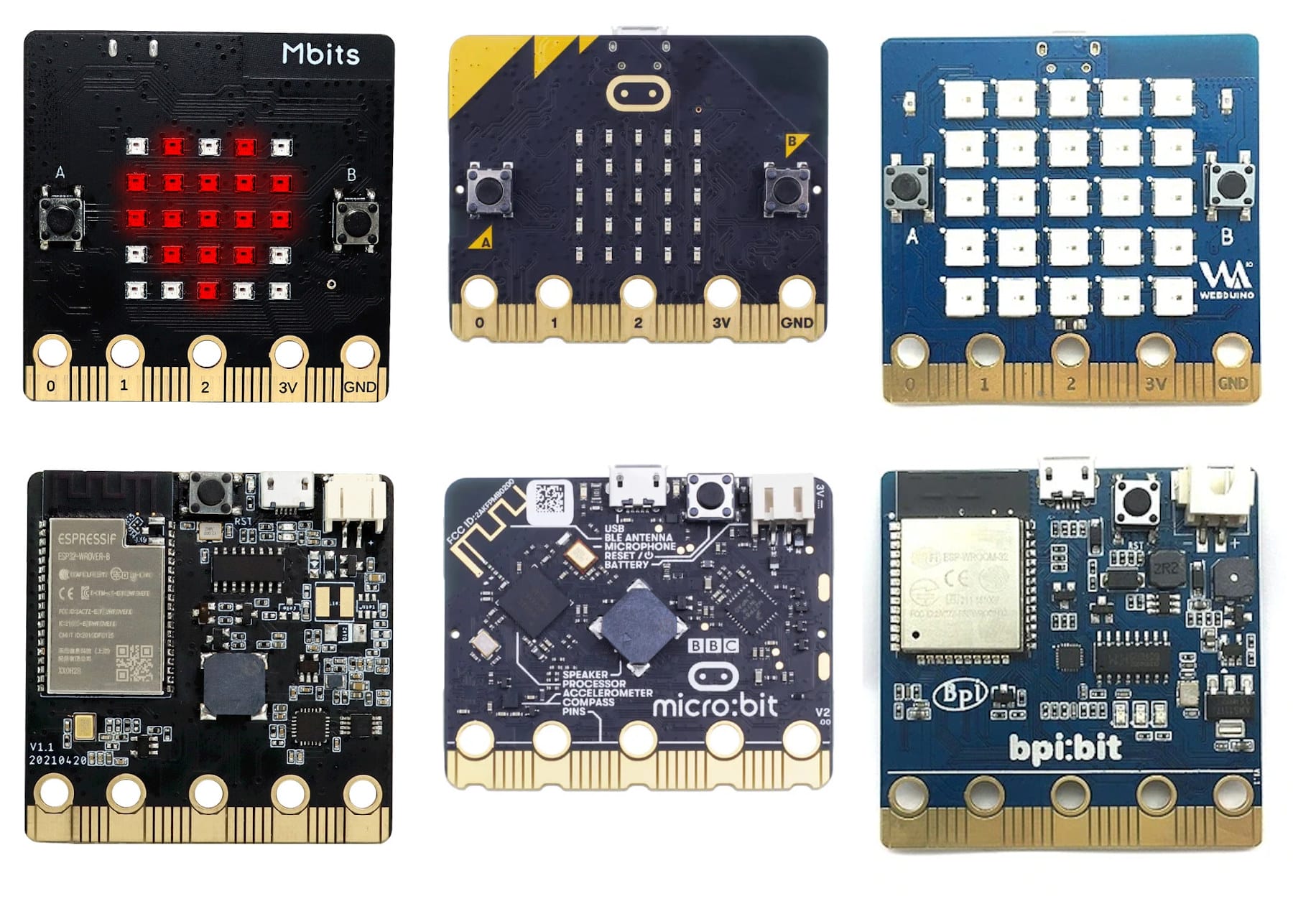 An ESP32-based BBC Micro:bit clone - Meet Mbits - CNX Software