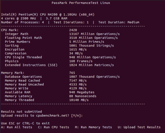 LIVA Q1L review ubuntu cpu passmark