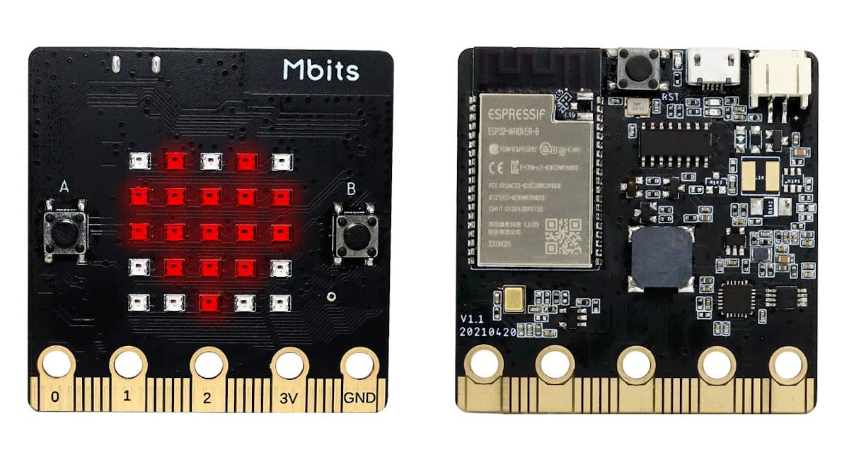 An ESP32-based BBC Micro:bit clone - Meet Mbits - CNX Software