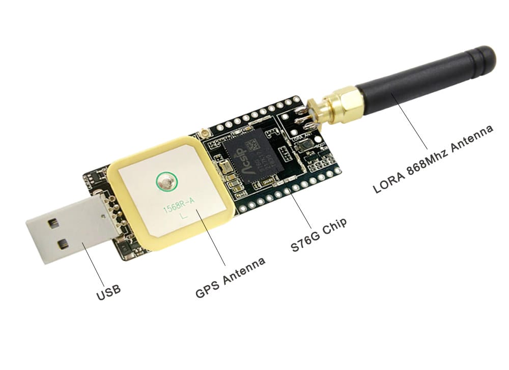 USB LoRaWAN GPS tracker adapter