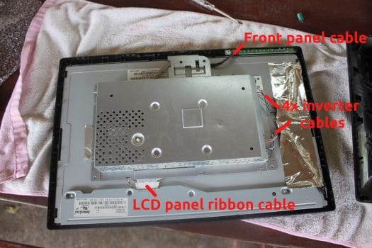 Repair LG flatron W1934S VGA monitor: remove cables