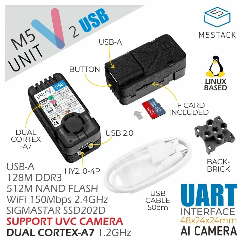 M5Stack UnitV2 AI module gets USB camera and M12 camera versions