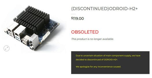 ODROID-H2+ discontinued