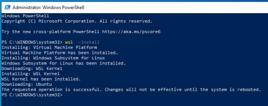 command line install wsl