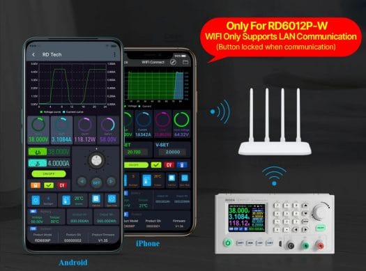 RIDEN RD6012P-W Android & iOS power supply app