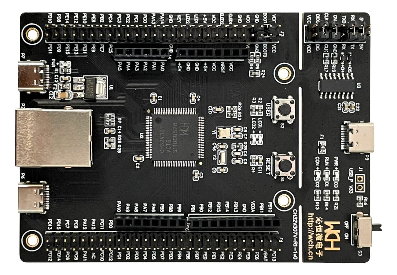 WCH CH32V307 RISC-V Development Board Features 8 UART Ports Controlled ...