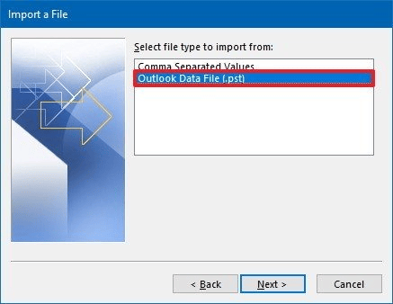 outlook data file PST