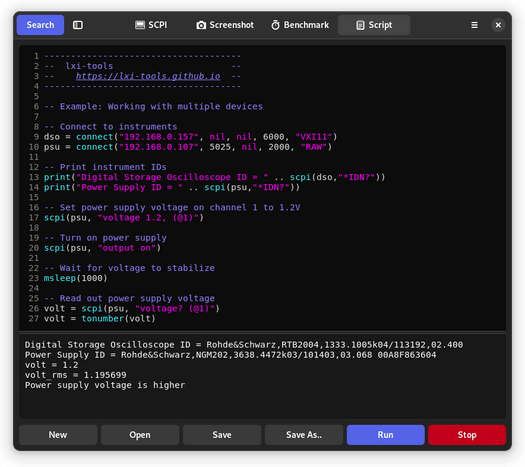 LXI Tools Lua Script