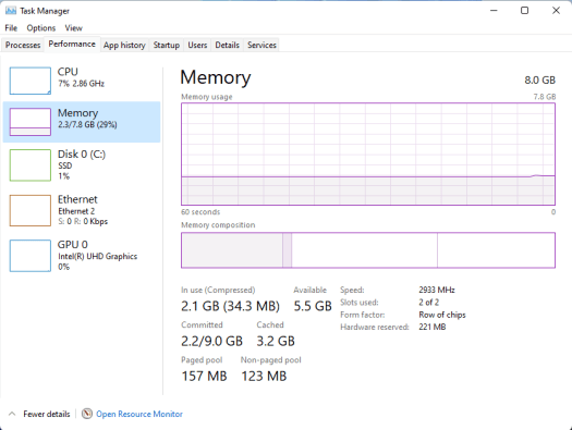 windows 11 memory