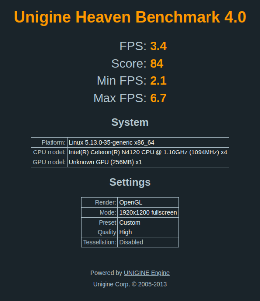 HiGole F7G Plus ubuntu heaven opengl