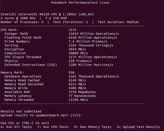ubuntu passmark performancetest linux