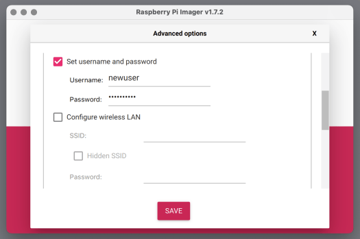 Raspberry Pi Imager username password