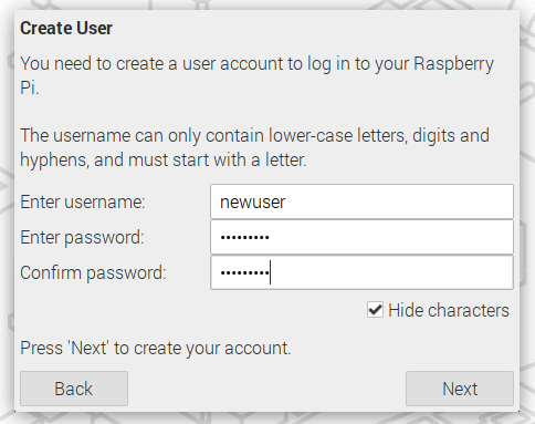 Raspberry Pi OS create user