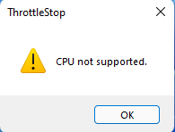 windows throttlestop CPU not supported