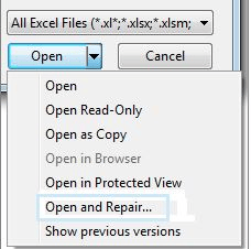 Excel Open and Repair