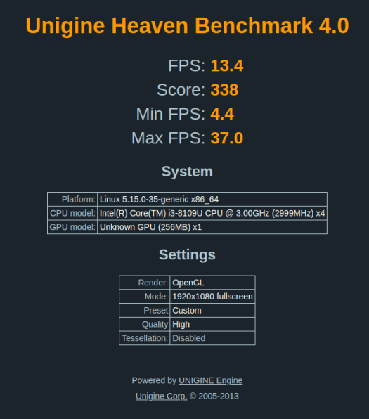beelink sei8 ubuntu heaven 3d graphics benchmark
