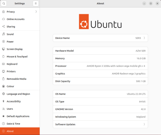 beelink ser3 ubuntu 22.04 info